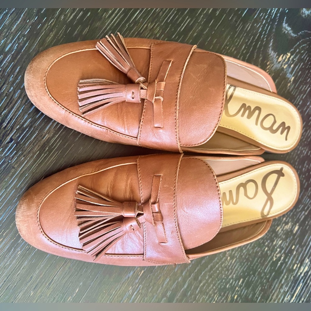 Sam Edelman Brown Leather Tassle Loafer Mules